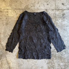 画像1: BLACK COLOR STRETCHY DESIGN L/S TOPS / Ladies M (1)