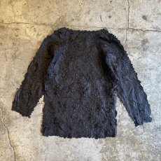 画像2: BLACK COLOR STRETCHY DESIGN L/S TOPS / Ladies M (2)