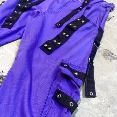 画像4: 2WAY GIMMICK PURPLE COLOR BONDAGE PANTS / W35 (4)