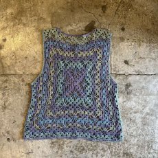 画像2: MIX COLOR PATTERN CROCHET DESIGN VEST / Ladies M (2)