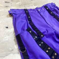 画像3: 2WAY GIMMICK PURPLE COLOR BONDAGE PANTS / W35 (3)