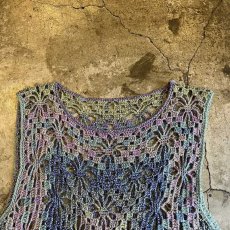 画像8: MIX COLOR PATTERN CROCHET DESIGN VEST / Ladies M (8)