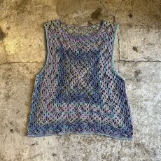 画像1: MIX COLOR PATTERN CROCHET DESIGN VEST / Ladies M (1)