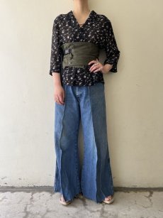 画像11: FLORAL PATTERN OPEN COLLAR SHEER S/S SHIRT / Ladies M (11)