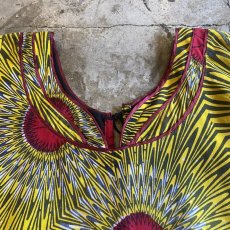 画像6: AFRICAN BATIK PATTERN BACK OPEN RIBBON WIDE SLEEVE DESIGN TOPS / Ladies M (6)