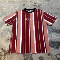 画像1: 【GUESS】EMBROIDERY STRIPE S/S TEE / Mens L (1)