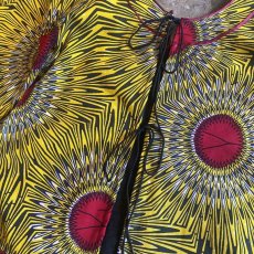 画像9: AFRICAN BATIK PATTERN BACK OPEN RIBBON WIDE SLEEVE DESIGN TOPS / Ladies M (9)