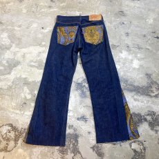 画像2: 【Wiz&Witch】SIDE ORIENTAL WIDE DENIM PANTS / W30 (2)