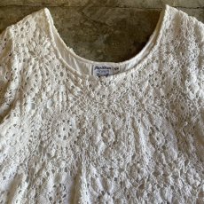 画像7: LAYERED DESIGN CROCHET COTTON KNIT S/S TOPS / Ladies M (7)