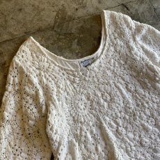 画像3: LAYERED DESIGN CROCHET COTTON KNIT S/S TOPS / Ladies M (3)