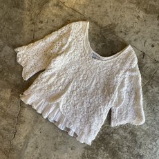 画像4: LAYERED DESIGN CROCHET COTTON KNIT S/S TOPS / Ladies M (4)