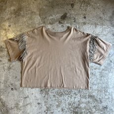 画像1: BEIGE COLOR SIDE FRINGE DESIGN S/S TEE / Ladies M (1)