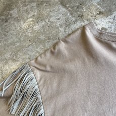 画像9: BEIGE COLOR SIDE FRINGE DESIGN S/S TEE / Ladies M (9)