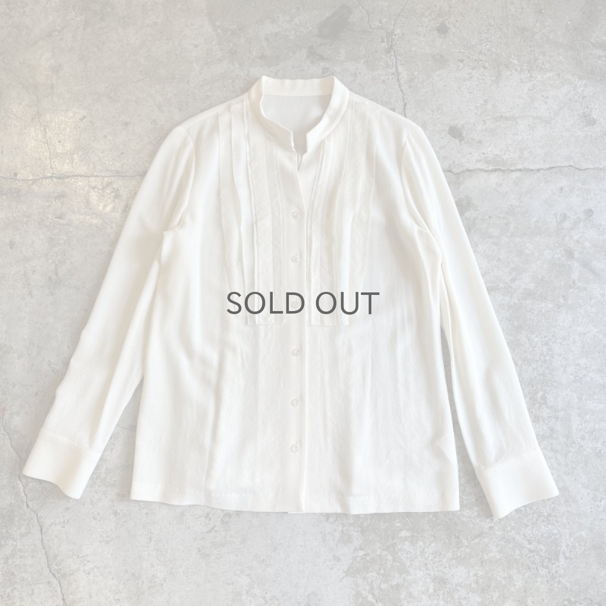 画像1: FRONT PLEATS DESIGN STAND COLLAR STRETCH L/S SHIRT / Ladies M (1)