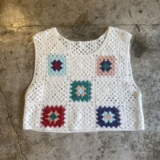 画像1: COLOR DESIGN CROCHET PATTERN VEST / Ladies M  (1)