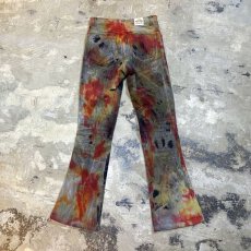 画像2: TIE DYE PAINTED FLARE SILHOUETTE PANTS / W30 (2)