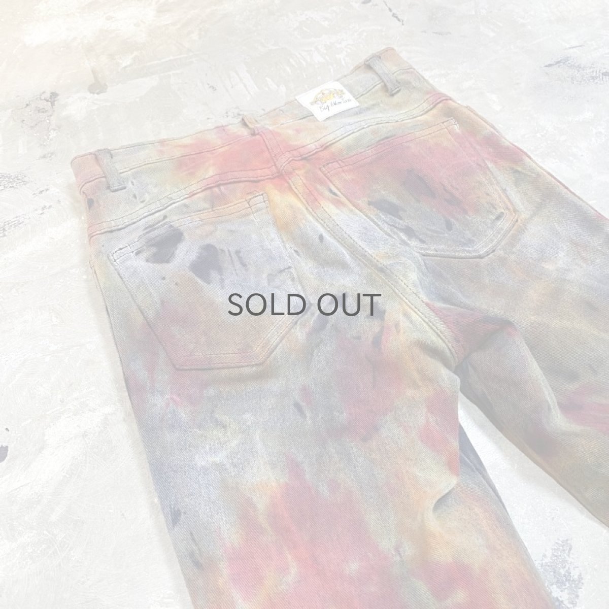 画像9: TIE DYE PAINTED FLARE SILHOUETTE PANTS / W30 (9)