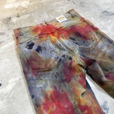 画像9: TIE DYE PAINTED FLARE SILHOUETTE PANTS / W30 (9)