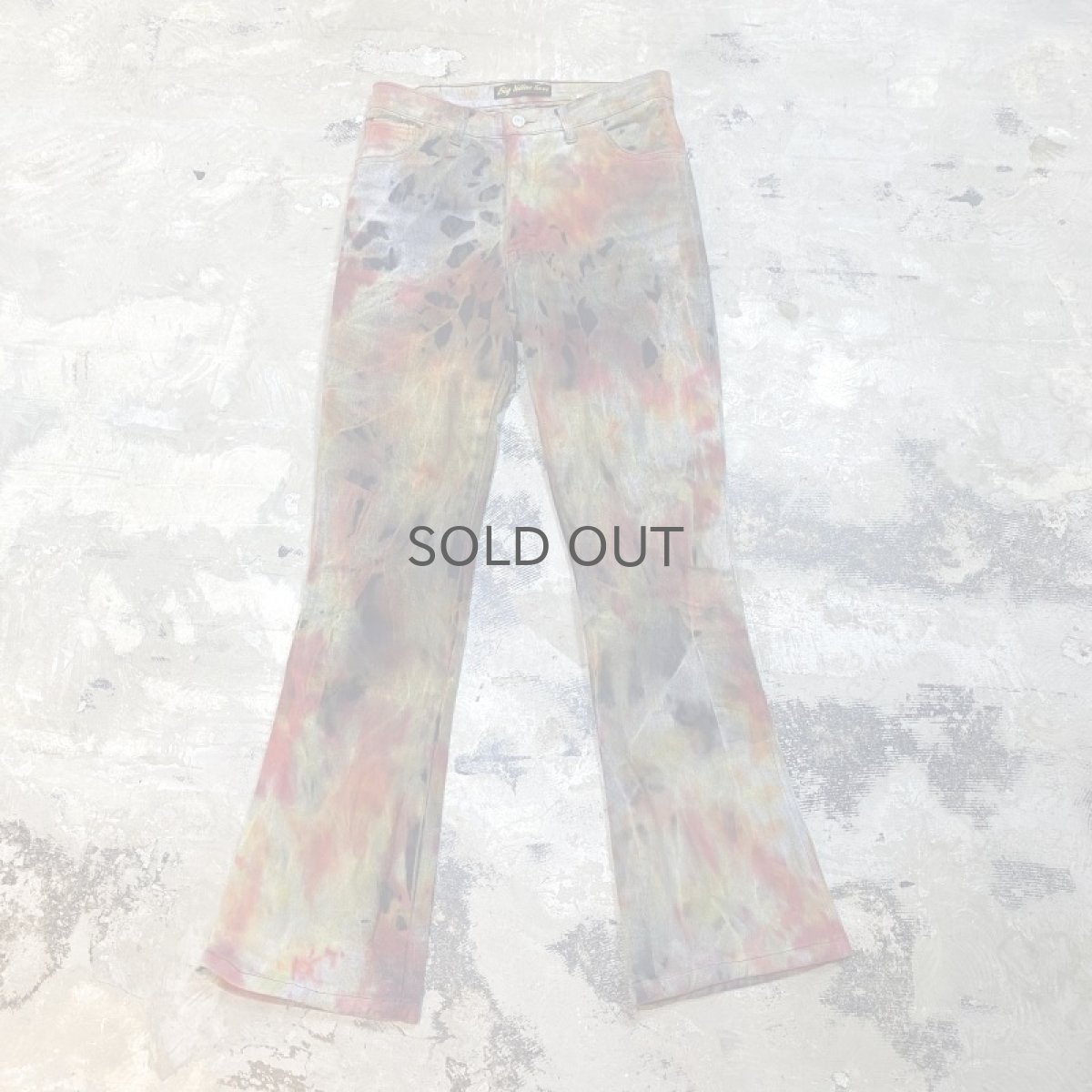 画像1: TIE DYE PAINTED FLARE SILHOUETTE PANTS / W30 (1)