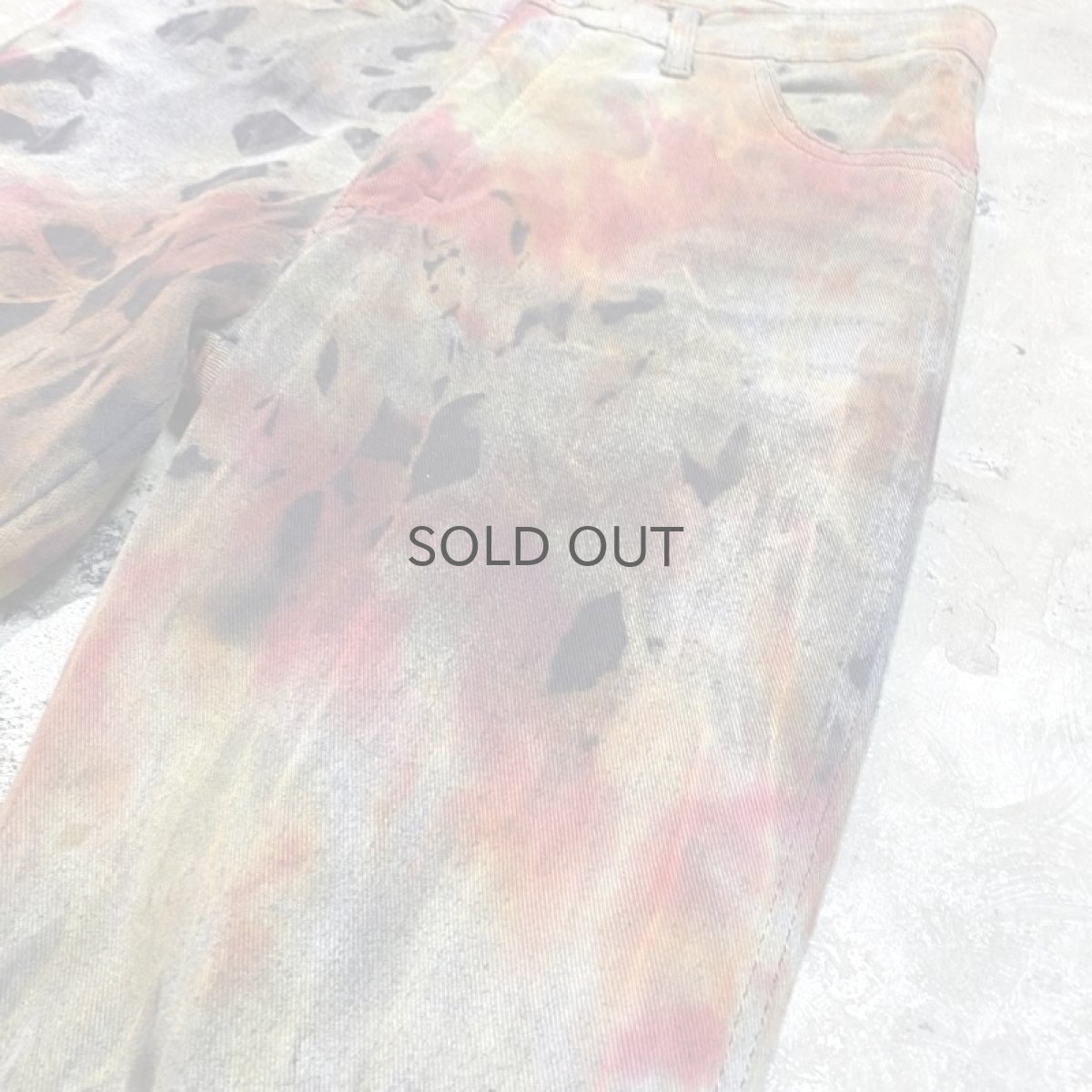 画像4: TIE DYE PAINTED FLARE SILHOUETTE PANTS / W30 (4)