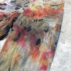 画像4: TIE DYE PAINTED FLARE SILHOUETTE PANTS / W30 (4)