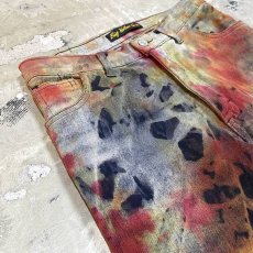 画像3: TIE DYE PAINTED FLARE SILHOUETTE PANTS / W30 (3)