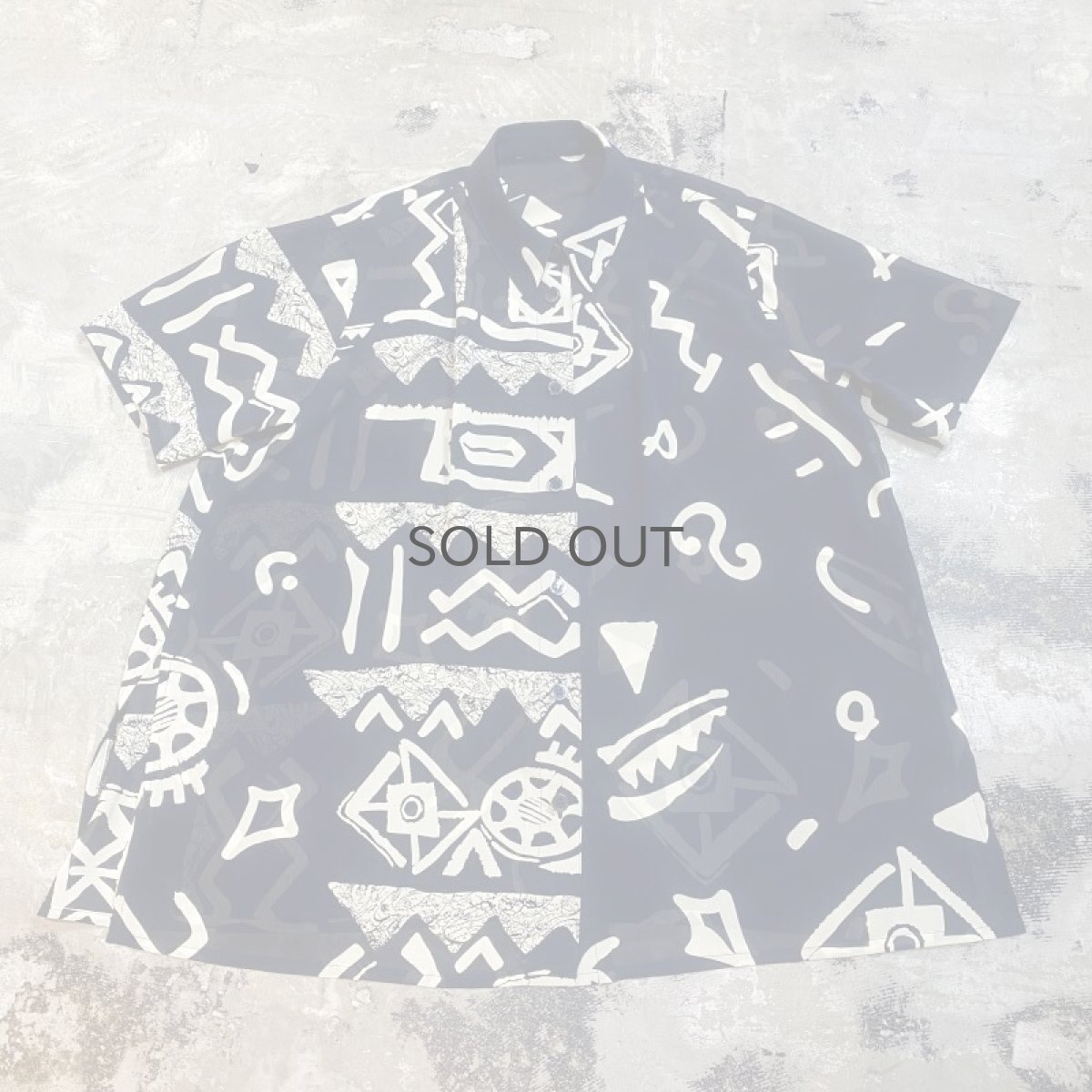 画像1: ARTISTIC GRAPHIC PATTERN S/S SHEER SHIRT / Mens L (1)
