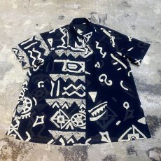 画像1: ARTISTIC GRAPHIC PATTERN S/S SHEER SHIRT / Mens L (1)