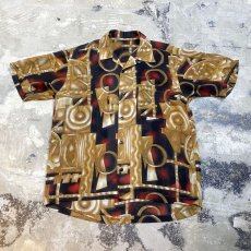 画像1: ARTISTIC GRAPHIC PATTERN S/S SHEER SHIRT / Mens L (1)