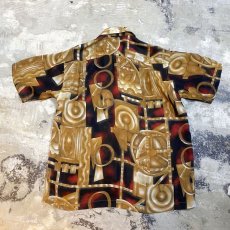 画像2: ARTISTIC GRAPHIC PATTERN S/S SHEER SHIRT / Mens L (2)