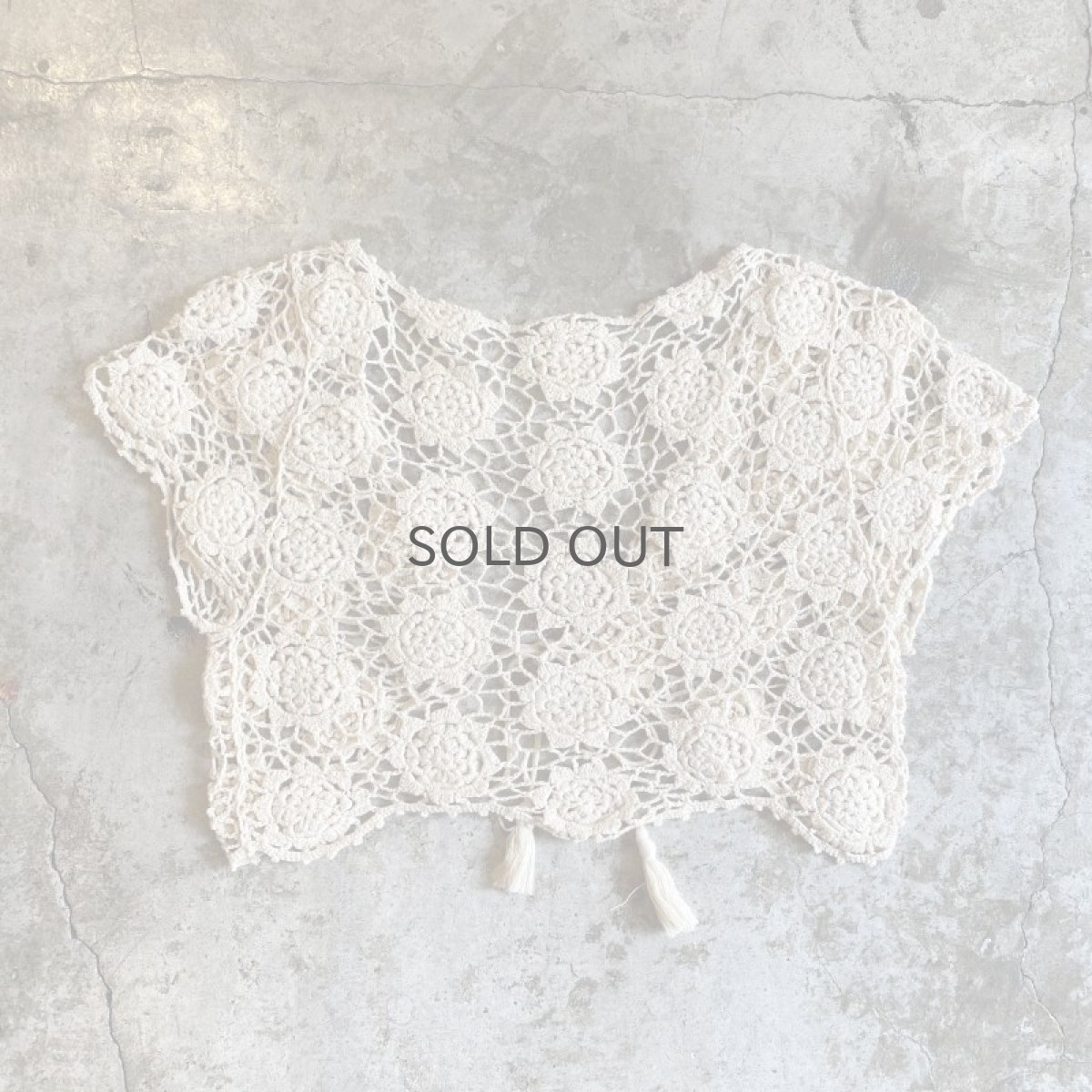 画像2: IVORY COLOR CROCHET SHORT DESIGN CARDIGAN / Ladies M (2)