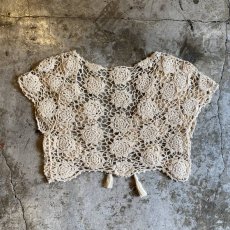 画像2: IVORY COLOR CROCHET SHORT DESIGN CARDIGAN / Ladies M (2)