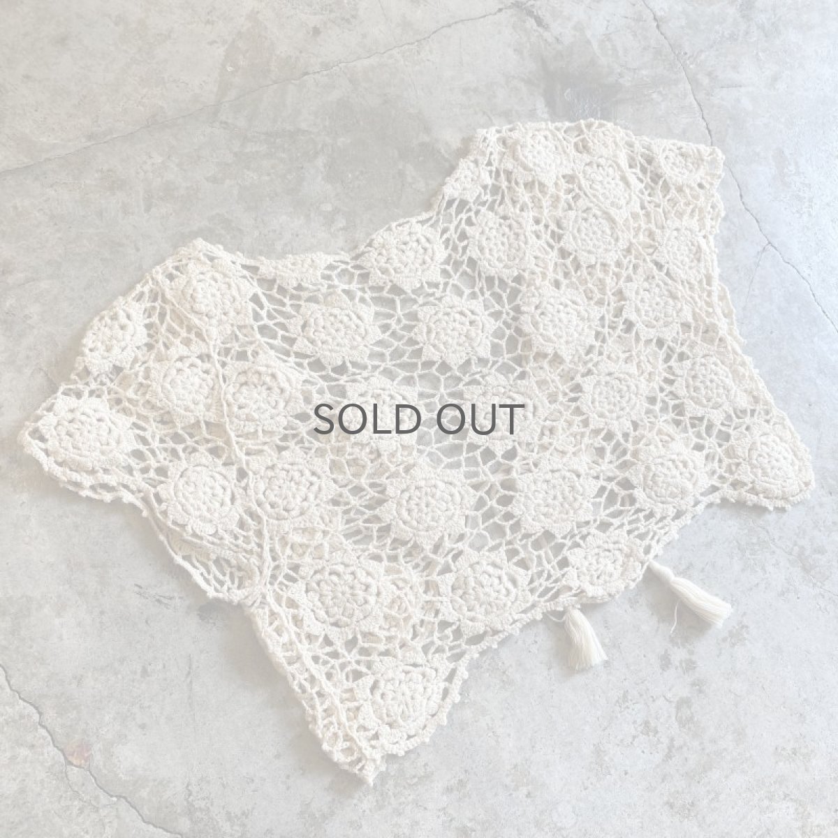 画像11: IVORY COLOR CROCHET SHORT DESIGN CARDIGAN / Ladies M (11)