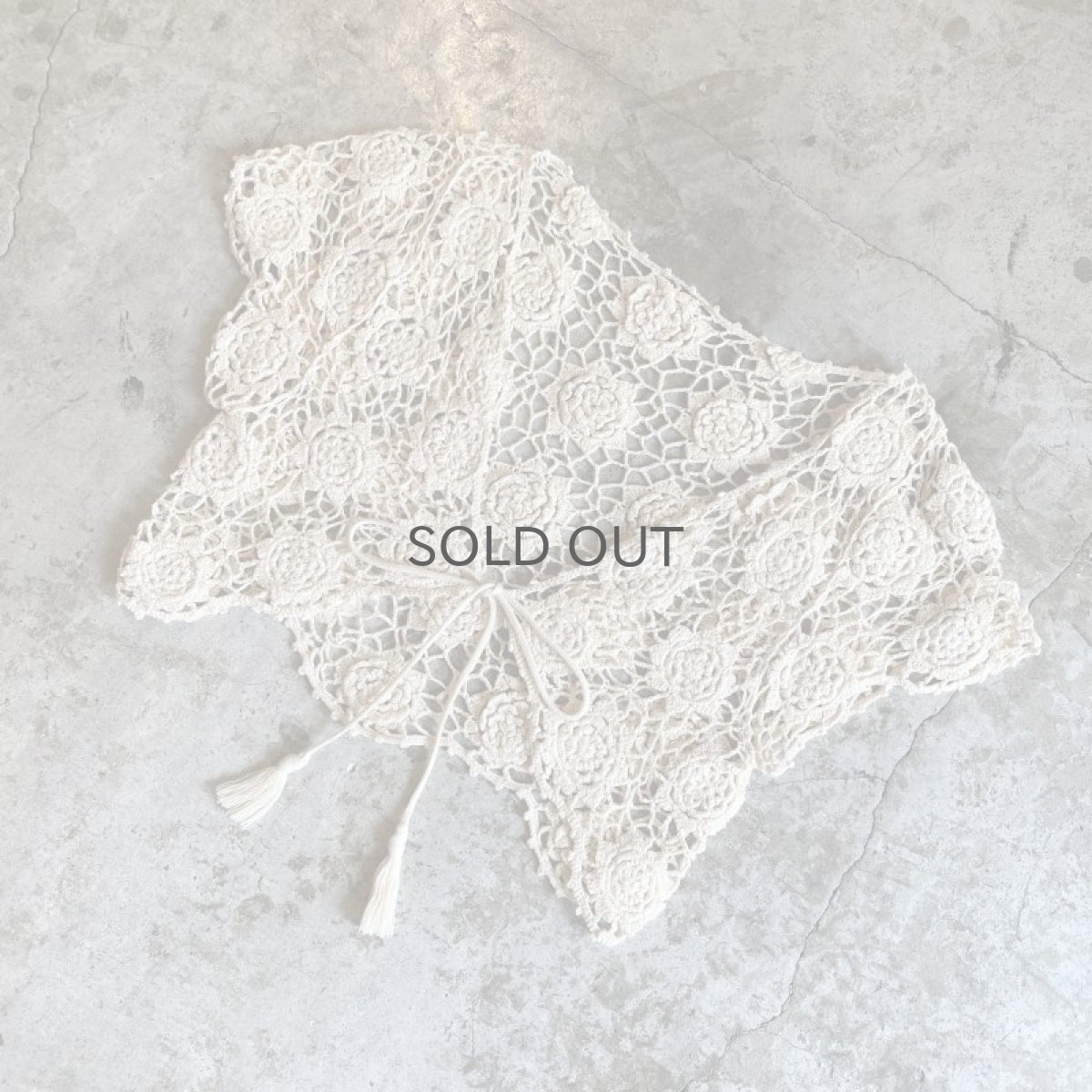 画像4: IVORY COLOR CROCHET SHORT DESIGN CARDIGAN / Ladies M (4)