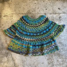 画像1: MIX COLOR CROCHET DESIGN KNIT S/S TOPS / Ladies M (1)