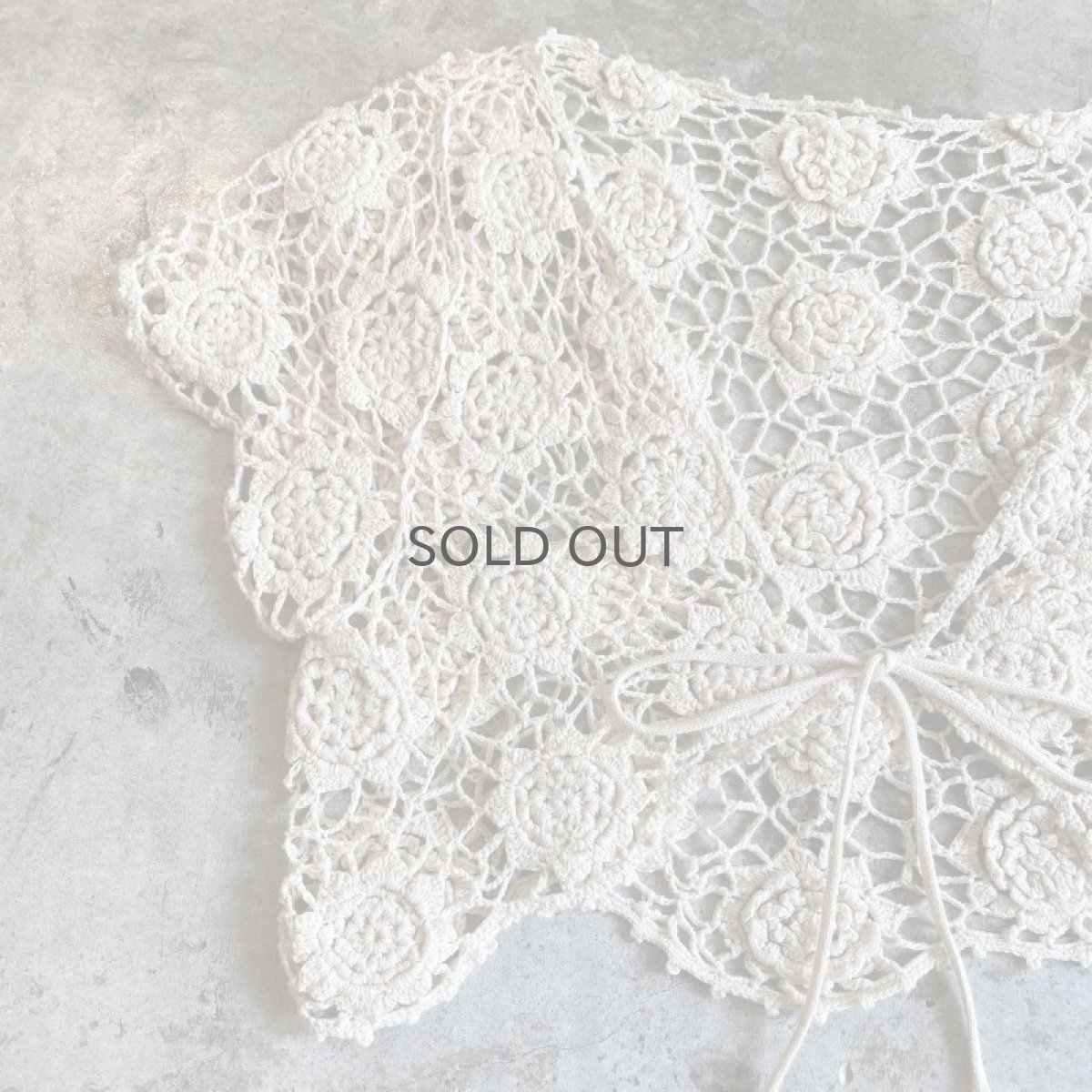 画像6: IVORY COLOR CROCHET SHORT DESIGN CARDIGAN / Ladies M (6)