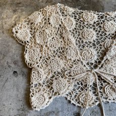 画像6: IVORY COLOR CROCHET SHORT DESIGN CARDIGAN / Ladies M (6)