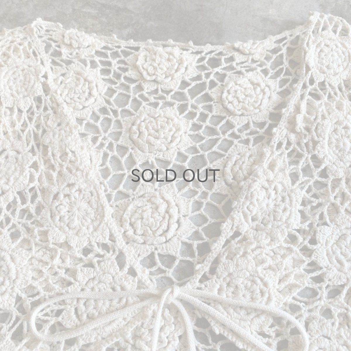 画像7: IVORY COLOR CROCHET SHORT DESIGN CARDIGAN / Ladies M (7)