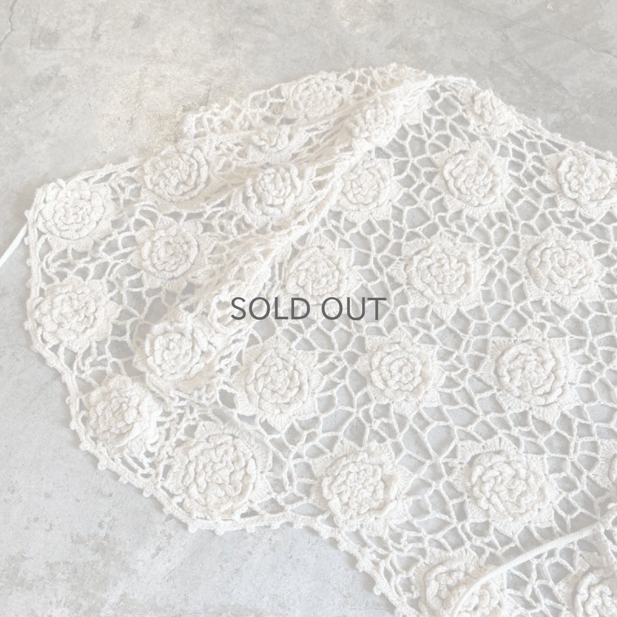 画像8: IVORY COLOR CROCHET SHORT DESIGN CARDIGAN / Ladies M (8)