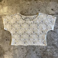 画像1: ALL OVER FLORAL PATTERN LACE DESIGN SHORT TOPS / Ladies M (1)