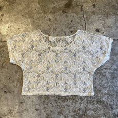 画像2: ALL OVER FLORAL PATTERN LACE DESIGN SHORT TOPS / Ladies M (2)