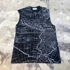 画像1: OLD WORLD MAP PATTERN CUT OFF N/S TEE / Mens L / MADE IN USA (1)