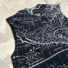 画像9: OLD WORLD MAP PATTERN CUT OFF N/S TEE / Mens L / MADE IN USA (9)