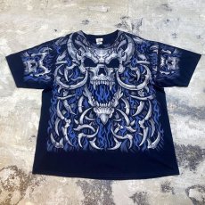 画像1: 【LIQUID BLUE】FLAME SKULL PRINTED S/S TEE / Mens 2X (1)