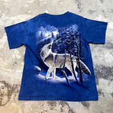 画像1: WOLF PRINTED TIE DYE PATTERN S/S TEE / Mens L (1)