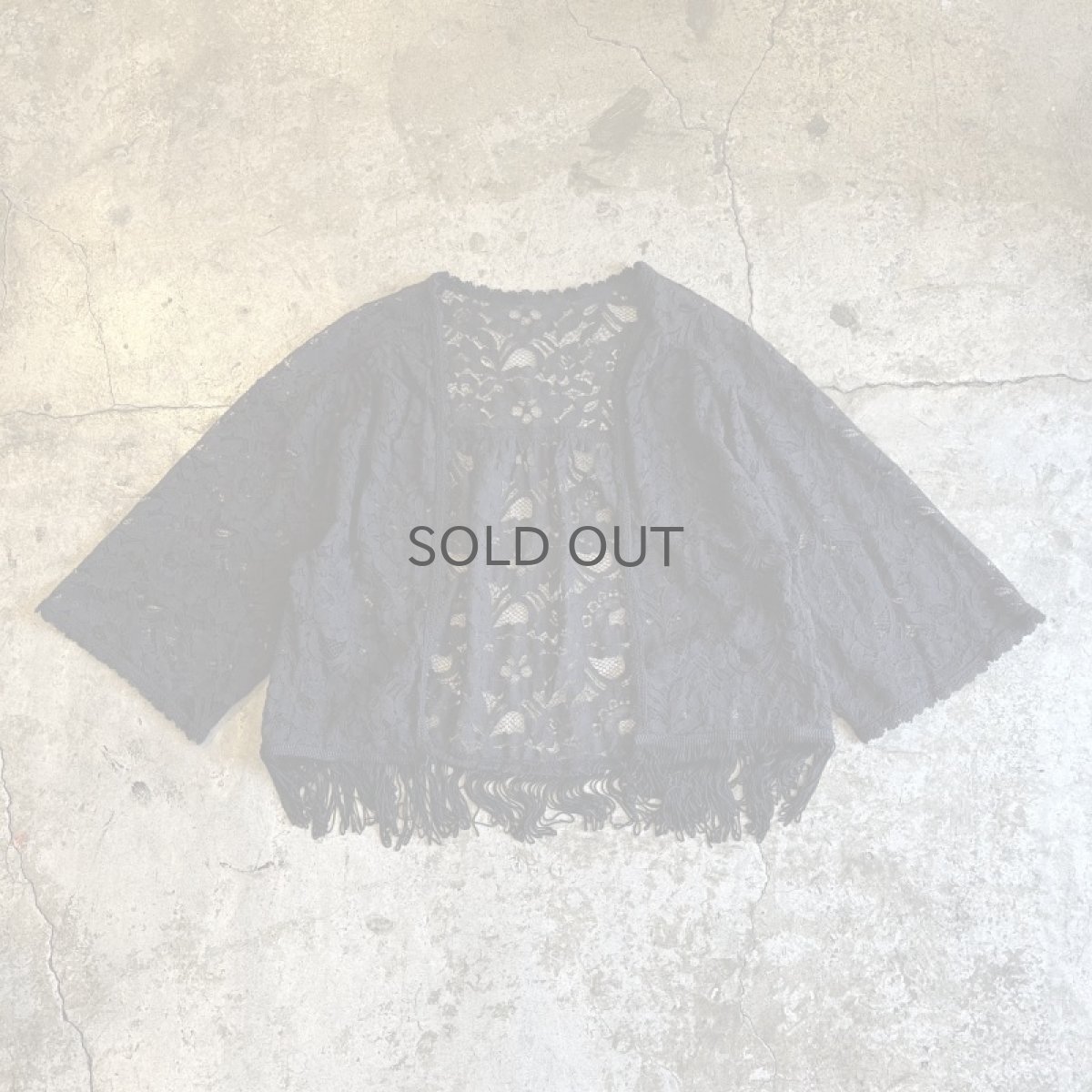 画像1: ALL OVER LACE PATTERN FRINGE DESIGN SHORT CARDIGAN / Ladies M (1)