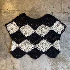 画像2: MONOCHROME COLOR CROCHET SERRATED DESIGN S/S TOPS / Ladies M (2)