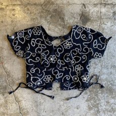 画像1: SPANGLE PATTERN SIDE LACE UP DESIGN SHORT TOPS / Ladies S  (1)