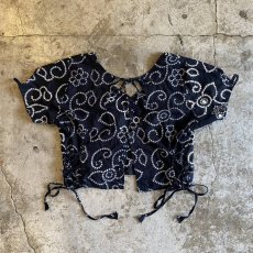 画像2: SPANGLE PATTERN SIDE LACE UP DESIGN SHORT TOPS / Ladies S  (2)