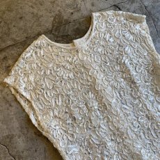 画像3: OLD RIBBON EMBROIDERY LACE DESIGN S/S TOPS / Ladies M (3)